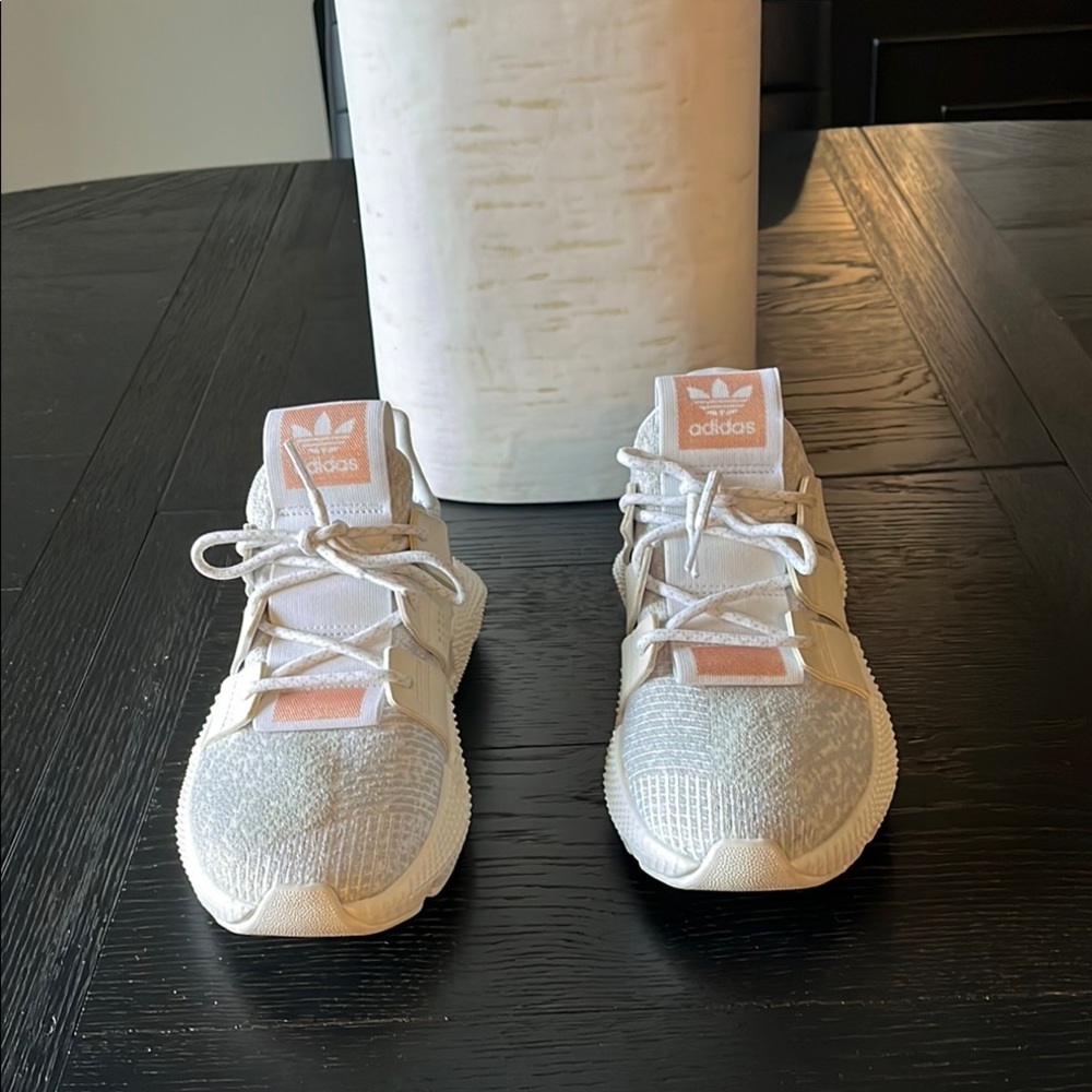 Adidas Gray and Pink Sneakers with Knit Upper Size 8